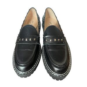 Jon Josef-black leather loafers-NWOT size 9